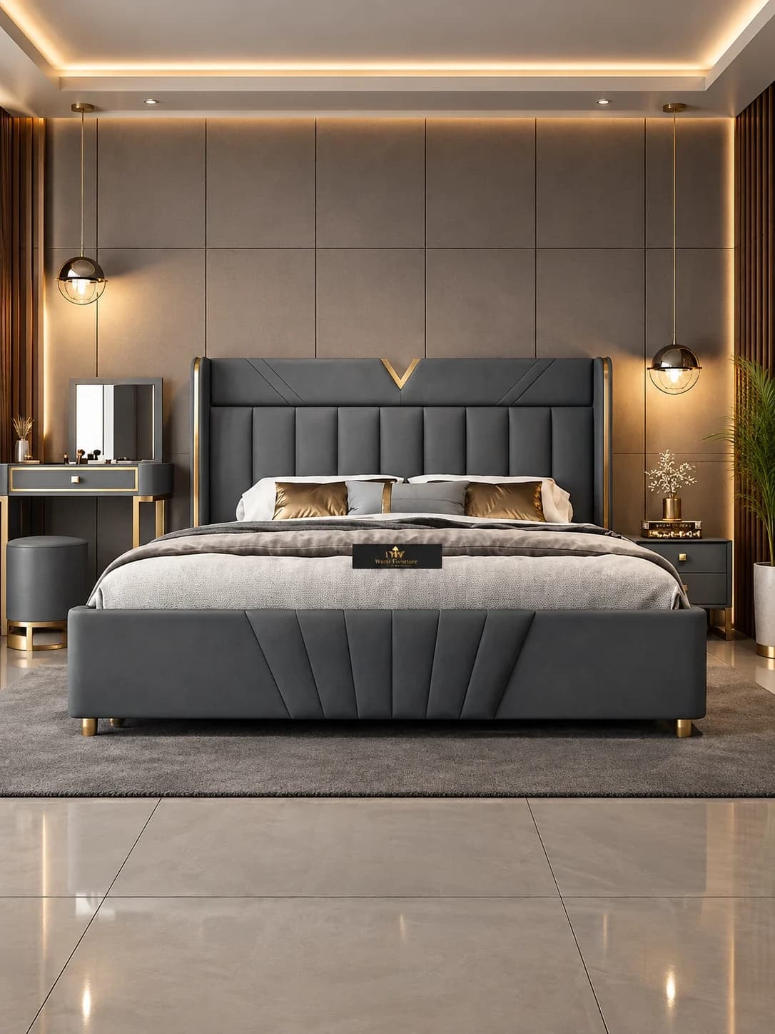 Luxury Grey Bed