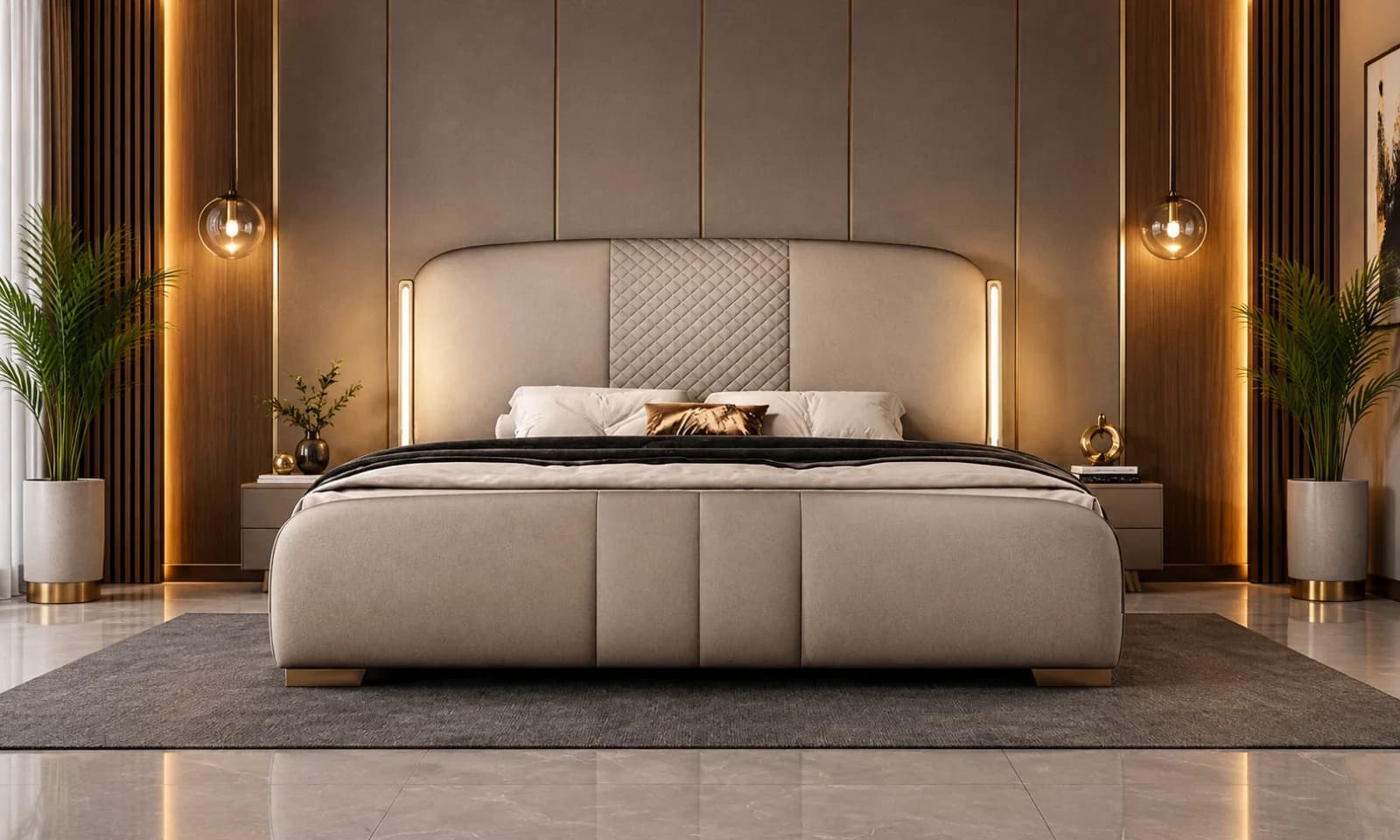 Luxe Beige Bed
